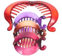 Homoyoyo 4pcs Banana Hair Clips for Thick Hair Ponytail Holder Accessories for Women Fashionable in Red Purple and Brown Non Slip Stylish