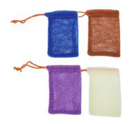 Homoyoyo 4pcs Bathing Soap Pouch Exfoliating Body Scrubber Towels Quick-dry Mesh Bags for Home Use in Purple Blue Beige