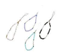 Homoyoyo 4Pcs Beaded Polymer Clay Phone Hanging Chains with Love Charms Lightweight Wrist Lanyards for Cellphones Keychains and Camera Accessories DIY Women