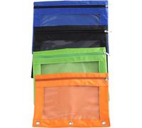 Homoyoyo 4pcs Binder Pencil Pouches Multi-Functional Document Bags for Students Oxford Cloth with Pocket Organize Tickets Coins and Receipts for School and Office Use