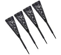 Homoyoyo 4pcs Black Abs Memorial Vase for Flowers with Cone-shaped Spiked Design, Easy to Insert into Soil, Hollow-out Elegant Flower Holders for Plants, Suitable for Cemetery and Tombstone