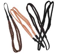 Homoyoyo 4pcs Braided Elastic Headbands for Women Stretch Hair Wraps with Fashionable Knitted Design Versatile Hair Accessories for Various Hairstyles and Occasions Black Brown Gold