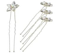 Homoyoyo 4pcs Bridal Hair Fork Hairpin Rhinestone Wedding Hair Accessories for Bride Women Prom Night Use