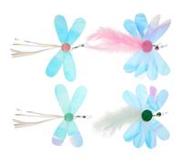Homoyoyo 4pcs Cat Sequin Butterfly and Dragonfly Teaser Replacement Heads Interactive Flicker Plume Tips for Indoor Cats Kitten Plaything Refills for Self-entertainment and Exercise