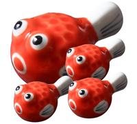 Homoyoyo 4Pcs Ceramic Japanese Chopstick Rack of Red River Fish Design Tabletop Chopsticks Holder Rest for Stable Utensil Storage and Rolling Prevention for Home Dining and Use