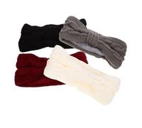 Homoyoyo 4pcs Christmas Knitted Turban Headbands for Women Thick Warm Stretchy Hair Bands with Bow Knot Ear Warmer Hair Accessories for Outdoor Winter Sports