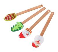 Homoyoyo 4Pcs Christmas Silicone Cream Scrapers Baking Tools with Assorted Holiday Shapes Butter Spatulas for Cake Decorating and Pastry