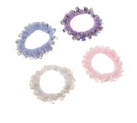 Homoyoyo 4pcs Crystal Hair Scrunchies Soft Faux Fur No Damage Rhinestone Beaded Elastic Ponytail Holders for Girls Women Holidays Party