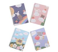 Homoyoyo 4Pcs Cute Coil Diary Notebook Set 145X210Mm Bear Rabbit Design Students Notepad School Stationery Spiral Notebooks for Student Use