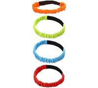 Homoyoyo 4pcs Elastic Legged Race Bands for Two-person Three-legged Races, Parent Interactive Tie Ropes with Red, Blue, Green, Orange Colors for Teamwork Training and Party Games