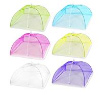 Homoyoyo 4PCS Foldable Large Food Cover Umbrella Mesh Dome with Outer Skirt Reusable Stainless Steel Pop-up Tent for BBQ Picnic Kitchen Protects Burgers Fruits Vegetables from Random Color
