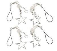 Homoyoyo 4pcs Four Five-pointed Star Phone Charm Lanyard Chain String for Mobile Phone Lost Mobile Chain Star Wrist Strap Bracelet for Women Girls
