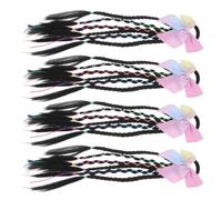 Homoyoyo 4pcs Hair Braid Ponytail Extensions with Bow Clip, High Temperature Wire Material, Gentle Touch and Easy to Style, for Daily School Outfits and Parties