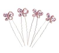 Homoyoyo 4pcs Hair Bun Pins Crystal Hairpins Women Bridal Hair Accessories u Type Crystal Hairpin for Wedding