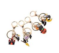 Homoyoyo 4pcs Halloween Cartoon Ghost Pumpkin Cat Keychains Bag Keyrings Lightweight Pendant Decorations for Boys Backpack Accessories