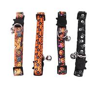 Homoyoyo 4Pcs Halloween Dog and Cat Collars - Adjustable Skull and Pumpkin Designs with Breakaway Safety Feature - Perfect for Medium Pets Unique Halloween Accessories