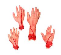 Homoyoyo 4PCS Halloween Severed Hands Feet Set, Halloween Decoration Haunted House Scary Broken Body Parts for Halloween Props Decorations Prank Party Prop