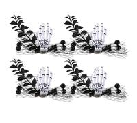 Homoyoyo 4Pcs Halloween Skull Hand Hair Clips Skeleton Zombie Punk Barrettes Spider Web Mesh Black Butterfly for Women Party Accessories