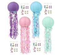 Homoyoyo 4Pcs Hanging Paper Jellyfish Lanterns Ocean Themed Party Decor for Birthday Graduation Festival with Delicate Craftsmanship and Unique Mermaid Style