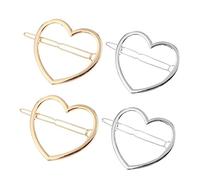 Homoyoyo 4Pcs Heart Hair Clips for Women Hollow Heart Barrettes Gold and Silver Easy to Use Snap Hairpins Suitable for All Hair Types and Styles