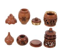 Homoyoyo 4pcs Hollow Carved Wooden Diffuser Pendants with Chinese Gourd Vase Designs Portable Aromatherapy Charms for Keychain Necklace Phone Air Freshener Luck Ornament