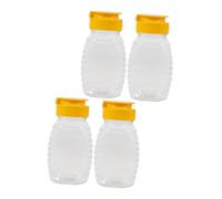 Homoyoyo 4pcs Honey Squeeze Bottles Plastic Leakproof Honey Jar Containers with No-spill Design for Precise Dispensing Portable and Transparent for Travel and Kitchen Use