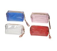 Homoyoyo 4Pcs Iridescent Makeup Bag Portable Cosmetic Storage Pouch for Travel Home Durable Material Smooth Zipper Closure Eye Catching Colors for Organizing Toiletries