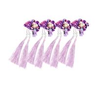 Homoyoyo 4pcs Japanese Style Floral Fan Hair Clips with Tassel for Women Lightweight Barrette Hair Accessories Suitable for Hanfu Kimono Cosplay Wedding and Festivals
