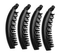 Homoyoyo 4pcs Large Black Banana Hair Clip Material Toothed Claw Clips for Strong Hold Wide Tooth Design for Thick Fine Hair Stylish Ponytail Holder for Work Parties Beach Use