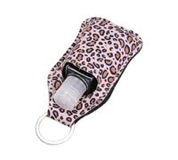Homoyoyo 4pcs Leopard Print Neoprene Hand Bottle Covers with Key Ring Protective Portable Lip Gloss and Travel Toiletry Empty Bottle Bags for Easy Carry