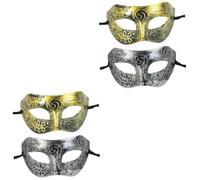 Homoyoyo 4pcs Luxury Masculine Men Masks Retro Roman Masquerade Half-face Decoration for Masquerade Ball Halloween Party Venetian Scary Costumes