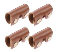 Homoyoyo 4Pcs Manual Safety Head Leather Protective Cover Brown Double Edge Head Protector Sheath for Men’S Shaving and Travel Case