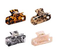 Homoyoyo 4pcs Medium Size Hair Claw Clips Non-slip Hair Jaw Claw Barrette Set for Women and Girls Bathroom Shower Use, Includes Beige, Black White, Amber, Colors