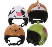 Homoyoyo 4pcs Mini Dollhouse Helmet Set Chicken Parrot Safety Hats Rainproof Tiny Helmets Accessories for Dollhouse Pets and Bird Random Style