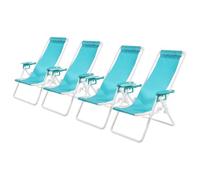Homoyoyo 4pcs Mini Folding Beach Chairs for Dollhouse Decoration, Realistic Miniature Portable Beach Loungers, Green and White Scale Model Furniture for Doll Accessories and Home Display