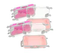 Homoyoyo 4pcs Mini Makeup Storage Box for False Eyelashes Travel Lash Organizer Case Retractable Handle Shockproof Eyelash Vanity Case Lash Box