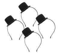 Homoyoyo 4Pcs Mini Top Hat Headband Set Small Black Party Fascinator Hair Accessory for Women Victorian Costume Tea Party Headpiece for Birthday, Carnival, Halloween, Themed Events