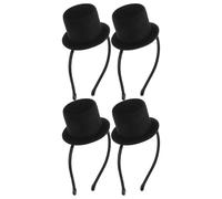 Homoyoyo 4pcs Mini Top Hat Headband Small Black Victorian Costume Party Headpiece Hair Accessory for Birthday Tea Carnival Themed Event