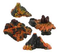 Homoyoyo 4pcs Miniature Dinosaur Volcano Statue Set Micro Landscape Tabletop Volcano Ornament for Garden Decor and Aquarium Accessories