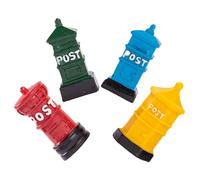 Homoyoyo 4pcs Miniature Dollhouse Post Boxes Resin Ornaments Vintage Style Tiny Mailboxes for Dollhouse Decoration Pretend Play Accessories Gift in Yellow Red Blue Green