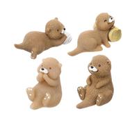Homoyoyo 4pcs Miniature Otter Figurines Resin Craft DIY Micro Landscape Decor for Fairy Gardens Terrarium Accessories Unique Student Home Decoration