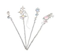 Homoyoyo 4pcs Moonstone Tassel Hairpins Elegant Chinese Style Hair Accessories for Women Retro Bun Holders with Artistic Modern Design for Updos and Special Events