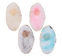 Homoyoyo 4pcs Nail Art Ring Pallet Manicure Paint Mixing Tray Set Mini Finger Ring Nail Polish Display Plates for DIY Gel Polish and French Manicure