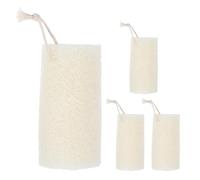 Homoyoyo 4pcs Natural Loofah Exfoliating Body Scrub Sponge with Rope, 15cm Long x 5.5-8cm Diameter, Biodegradable Shower Washcloth for Dry Skin Bath and Shower Use