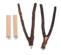 Homoyoyo 4Pcs Natural Wood Parrot Perch Set with Bark Bird Cage Standing Rods for Climbing and Grinding Claws Bird Cage Accessories Suitable for Parakeets