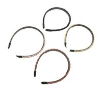 Homoyoyo 4pcs Non-slip Braided Hair Hoops with Teeth Thin Twist Headbands for Women Washable Face Wash Hair Accessories in Black Green Beige Light Brown