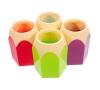 Homoyoyo 4pcs Pencil Shaped Pen Holders Desk Organizers Colored Pencil Pots for Students Home Office Space Saving Desktop Storage for Pens Crayons Makeup Brushes in Red Green Blue Purple