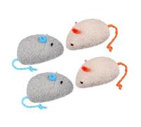 Homoyoyo 4pcs Plush Cat Mouse with Catnip, Sturdy Scratch-resistant Indoor Playmates for Cats and Kittens, 2 Dark Grey 2 Beige Pack