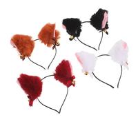 Homoyoyo 4pcs Plush Fox Ears Headband with Jingle Bells Kawaii Animal Ear Hairband for Women Soft Faux Fur Headwear for Halloween Christmas Festival Party Birthday Cosplay Photo Prop
