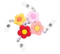 Homoyoyo 4pcs Retractable Badge Holders with Secure Back Clips Reusable Id Card and Name Tag Holders for Pediatric Nurses Doctors Teachers Resin Flower Design Portable and Lightweight